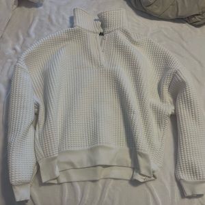 White waffle sweatshirt